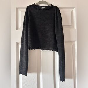 Missguided Black Ruffle Trim Knit Top
